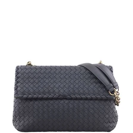 Bottega Veneta Navy Blue Intrecciato Olimpia Shoulder Bag DB