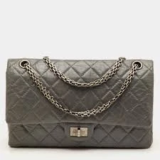 Chanel Vintage Calfskin Reissue Double Flap Metallic Grey EN