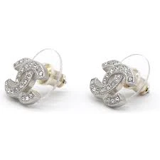 Chanel Snowflake CC Logo Earrings in Silver with Crystals