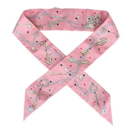 Hermes Les Cles Pois Silk Twilly in Rose