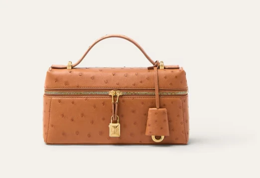 Loro Piana Brown Ostrich L19 Zipped Pouch
