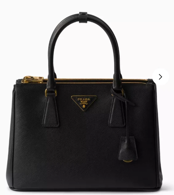 Prada Black Leather Saffiano Galleria Double Flap Tote Bag EN