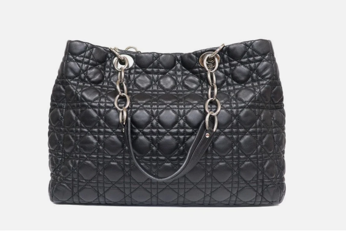 Christian Dior Soft Lady Dior Silver HW Tote DB/EN