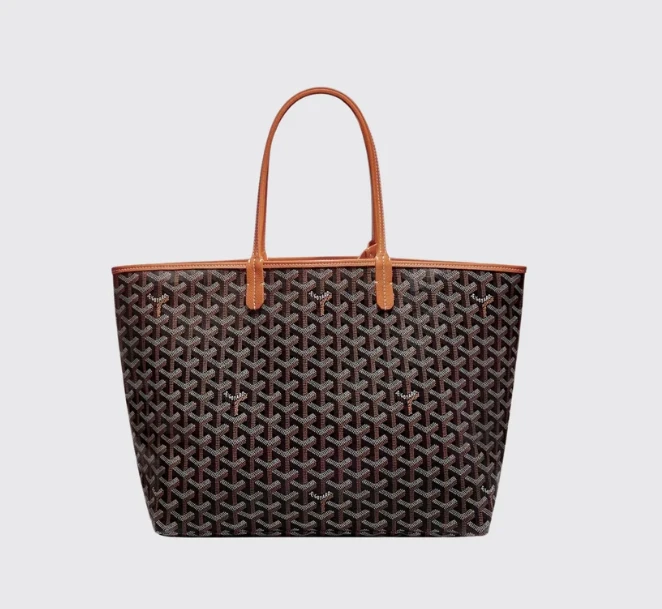 Goyard Saint Louis Bicolor Goyardine Tote PM Bag With Pouch Brown