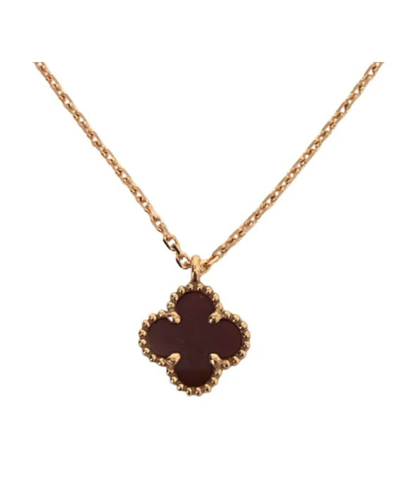 Van Cleef  Arpels Sweet Alhambra Pendant Necklace with Carnelian in 18K Rose Gold
