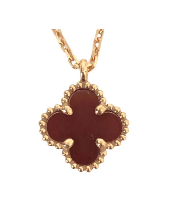 Van Cleef  Arpels Sweet Alhambra Pendant Necklace with Carnelian in 18K Rose Gold