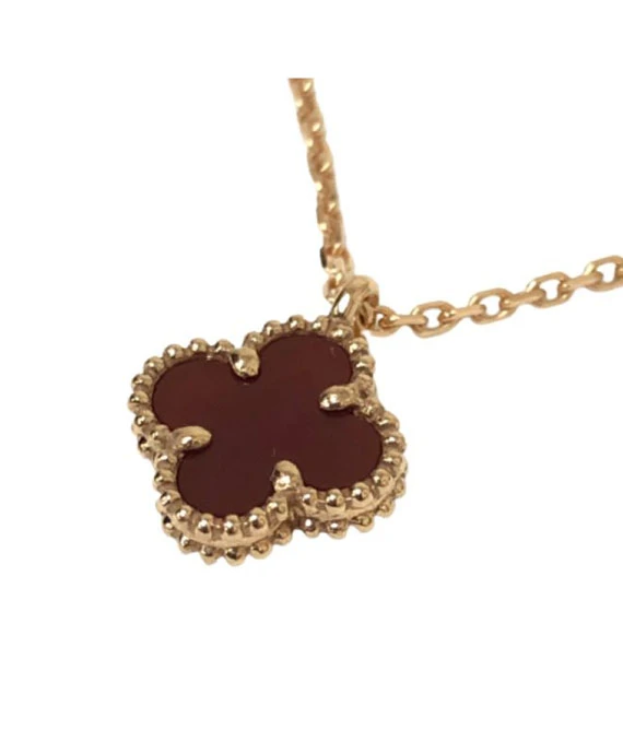 Van Cleef  Arpels Sweet Alhambra Pendant Necklace with Carnelian in 18K Rose Gold