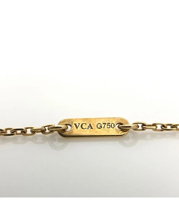 Van Cleef  Arpels Sweet Alhambra Mini Necklace with Orange Stone Pendant in 18k Yellow Gold