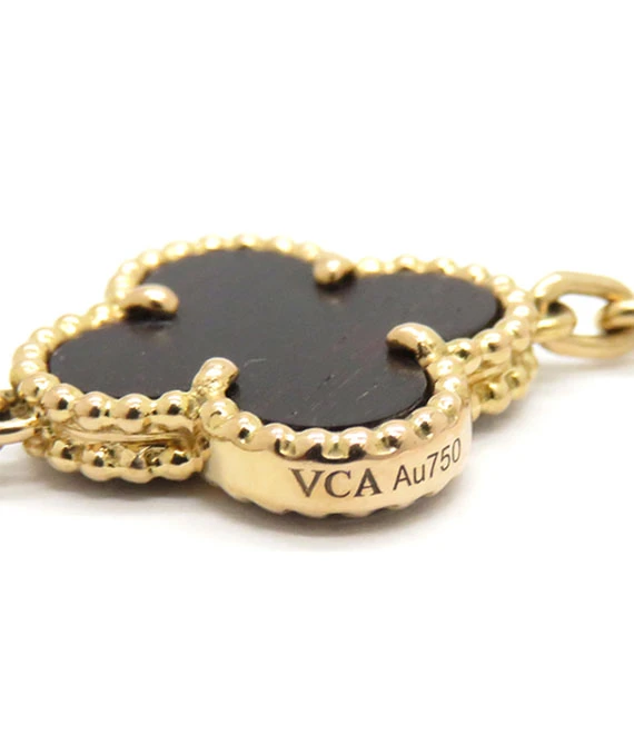 Van Cleef  Arpels Vintage Alhambra Letterwood Pendant 10 Motif Necklace in 18k Rose Gold