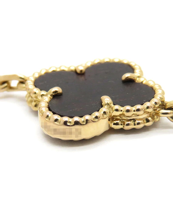 Van Cleef  Arpels Vintage Alhambra Letterwood Pendant 10 Motif Necklace in 18k Rose Gold