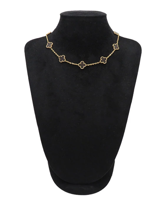 Van Cleef  Arpels Vintage Alhambra Letterwood Pendant 10 Motif Necklace in 18k Rose Gold