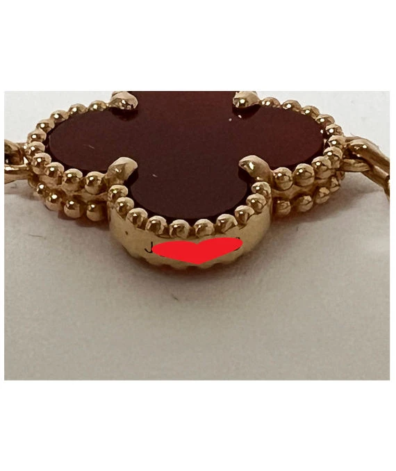 Van Cleef  Arpels Vintage Alhambra Carnelian Guilloche 5 Motifs 18k Rose Gold Bracelet