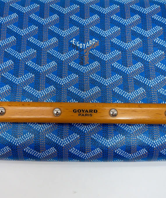 Goyard Blue Goyardine Coated Canvas And Leather Monte Carlo Bois Clutch