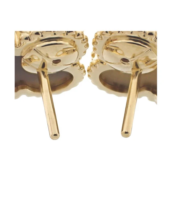 Van Cleef  Arpels Vintage Alhambra Tigers Eye 18k Yellow Gold Earrings