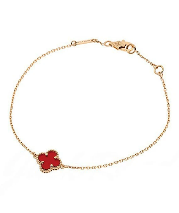 Van Cleef  Arpels Sweet Alhambra Carnelian Bracelet In 18k Pink Gold