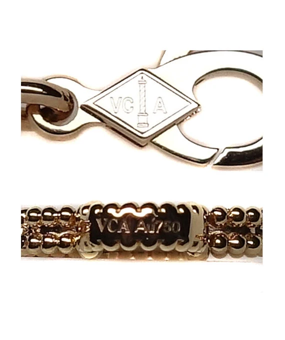 Van Cleef  Arpels Vintage Alhambra Diamond Shell 5 Motifs Bracelet In 18k Pink Gold