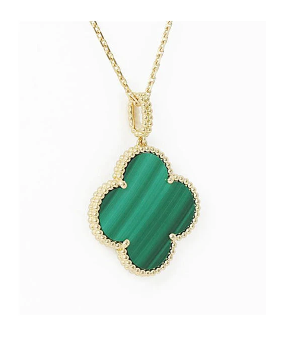 Van Cleef  Arpels Magic Alhambra Malachite 1 Motif Long Necklace In 18k Yellow Gold
