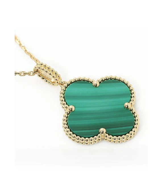 Van Cleef  Arpels Magic Alhambra Malachite 1 Motif Long Necklace In 18k Yellow Gold