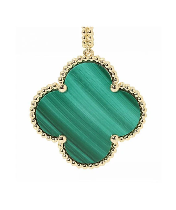 Van Cleef  Arpels Magic Alhambra Malachite 1 Motif Long Necklace In 18k Yellow Gold