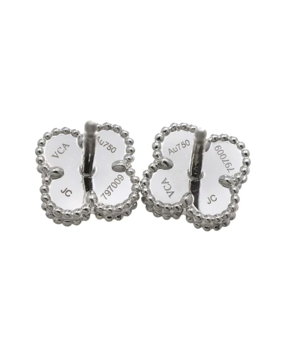 Van Cleef  Arpels Sweet Alhambra Turquoise 18k White Gold Earrings