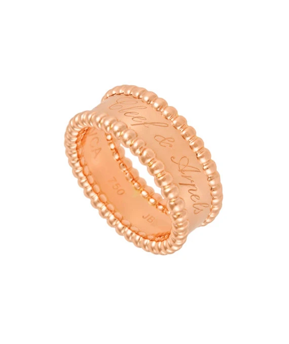 Van Cleef  Arpels Perlée Senior Tulle Gold Pearl Ring Size 10.5 In 18k Pink Gold