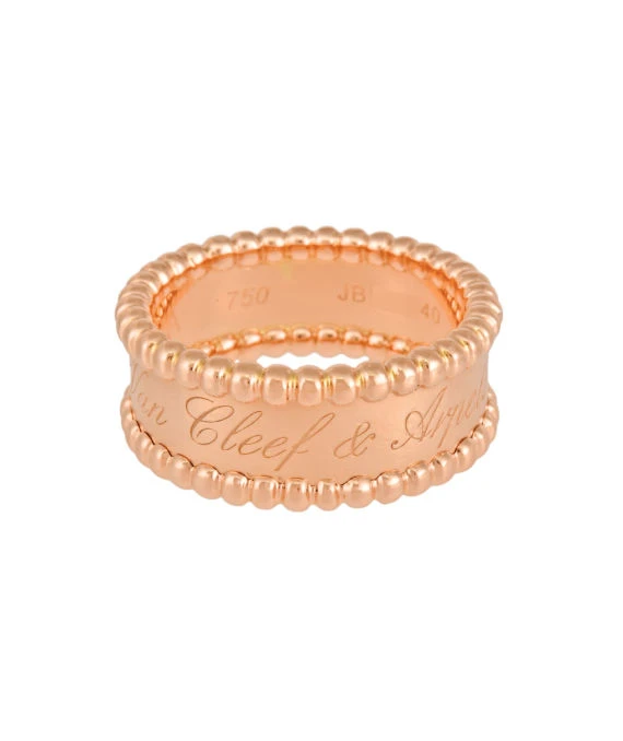 Van Cleef  Arpels Perlée Senior Tulle Gold Pearl Ring Size 10.5 In 18k Pink Gold