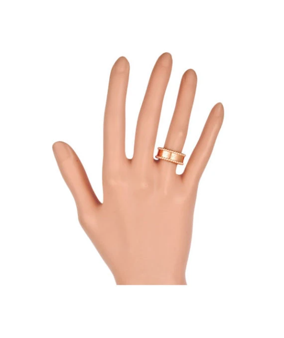 Van Cleef  Arpels Perlée Senior Tulle Gold Pearl Ring Size 10.5 In 18k Pink Gold