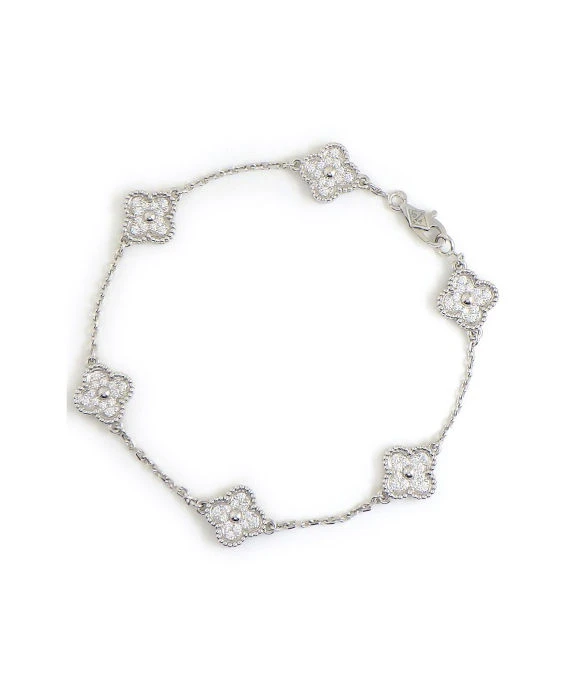 Van Cleef  Arpels Sweet Alhambra 6 Motifs Diamond Bracelet In 18k White Gold