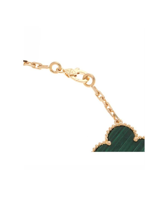 Van Cleef  Arpels Size 19 Magic Alhambra 5 Motifs Malachite Bracelet In 18k Yellow Gold
