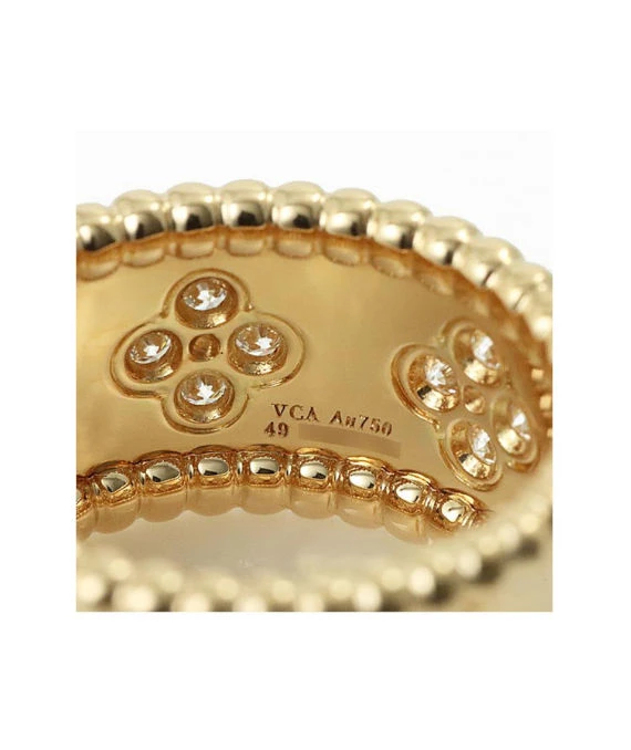 Van Cleef  Arpels Perlée Clover 18k Yellow Gold Diamond Ring