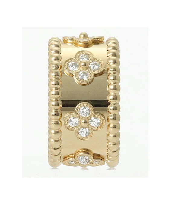 Van Cleef  Arpels Perlée Clover 18k Yellow Gold Diamond Ring