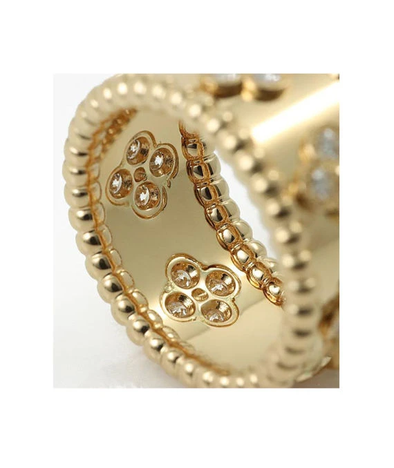 Van Cleef  Arpels Perlée Clover 18k Yellow Gold Diamond Ring