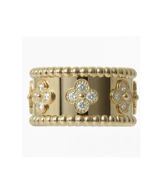 Van Cleef  Arpels Perlée Clover 18k Yellow Gold Diamond Ring