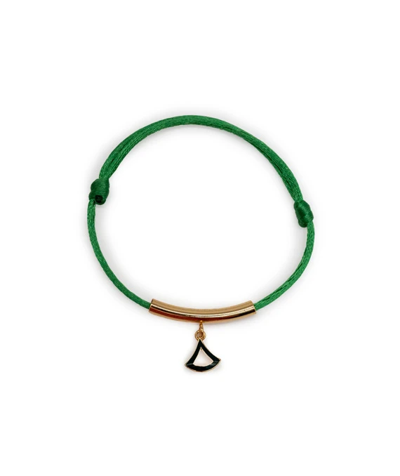 Bvlgari Divas Dream Bracelet in Emerald Green Fabric with Emerald Green Charm