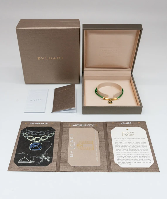 Bvlgari Divas Dream Bracelet in Emerald Green Fabric with Emerald Green Charm