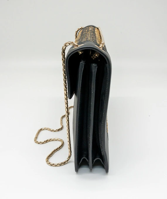 Bvlgari Serpenti Forever Leather Black and Gold Shoulder Bag