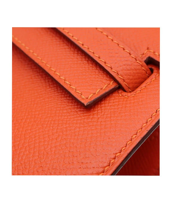 Hermes (Stamp X) Size 25 Epsom leather Kelly Orange in Color with Gold Hardware