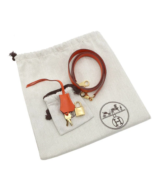Hermes (Stamp X) Size 25 Epsom leather Kelly Orange in Color with Gold Hardware