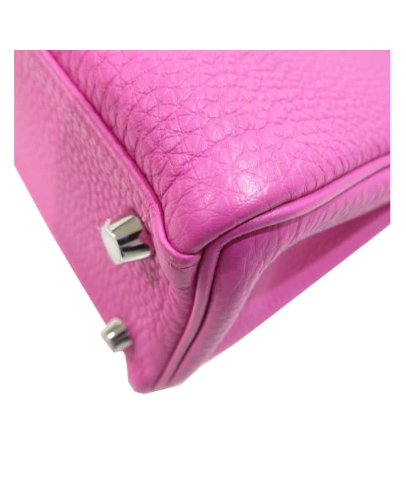 Hermes 2018 (Stamp C) Size 28 Rose Pourpre Pink Togo Leather Kelly Handbag with Palladium Hardware