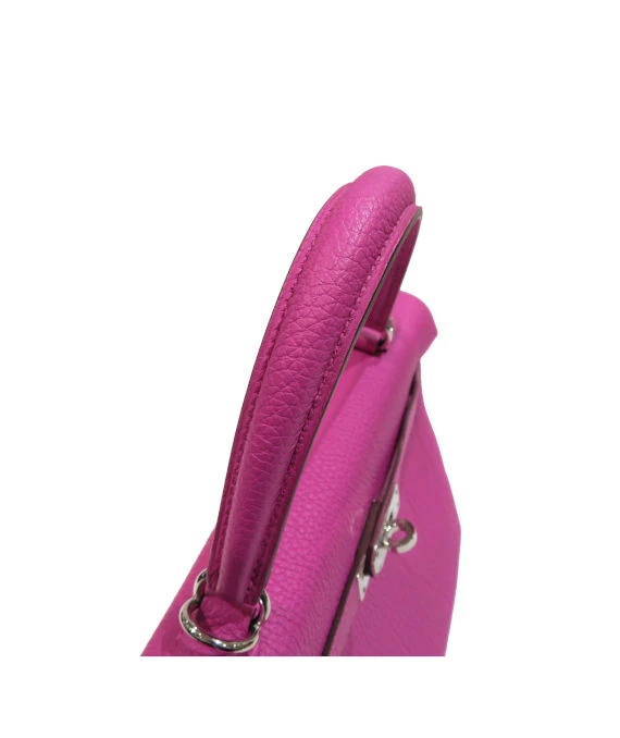 Hermes 2018 (Stamp C) Size 28 Rose Pourpre Pink Togo Leather Kelly Handbag with Palladium Hardware