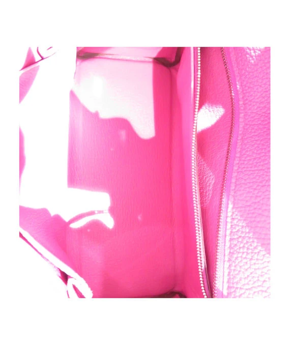 Hermes 2018 (Stamp C) Size 28 Rose Pourpre Pink Togo Leather Kelly Handbag with Palladium Hardware
