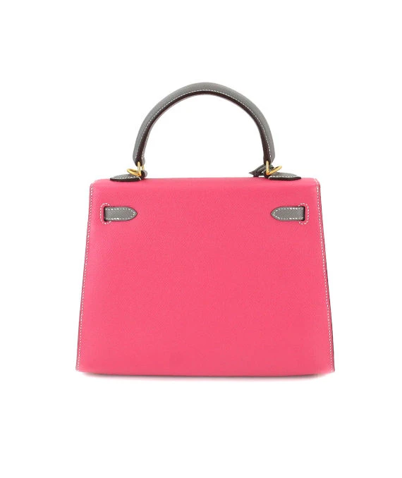 Hermes (Stamp C) Size 25 Epsom Leather Kelly in Rose Azareth Color with Gold Hardware