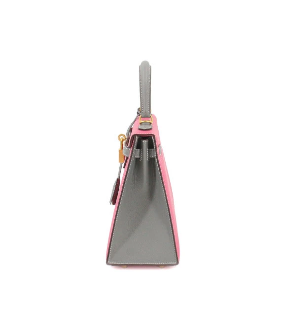 Hermes (Stamp C) Size 25 Epsom Leather Kelly in Rose Azareth Color with Gold Hardware