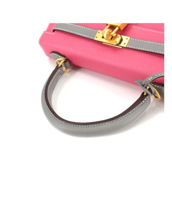 Hermes (Stamp C) Size 25 Epsom Leather Kelly in Rose Azareth Color with Gold Hardware