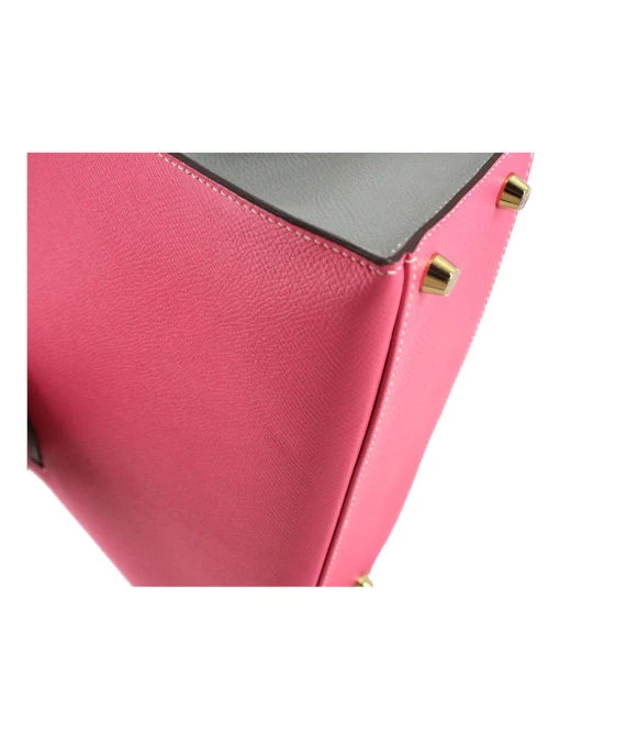 Hermes (Stamp C) Size 25 Epsom Leather Kelly in Rose Azareth Color with Gold Hardware