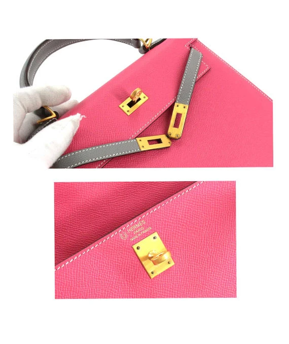 Hermes (Stamp C) Size 25 Epsom Leather Kelly in Rose Azareth Color with Gold Hardware