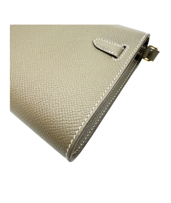 Hermes 2022 (Stamp U) Epsom Leather Kelly To Go in Etoupe Color with Palladium Hardware