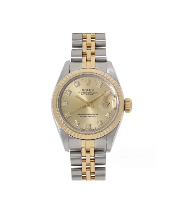 Rolex 69173G 26mm Datejust Yellow Gold Champagne Dial and Stainless-Steel mixed Bracelet Womens Watch