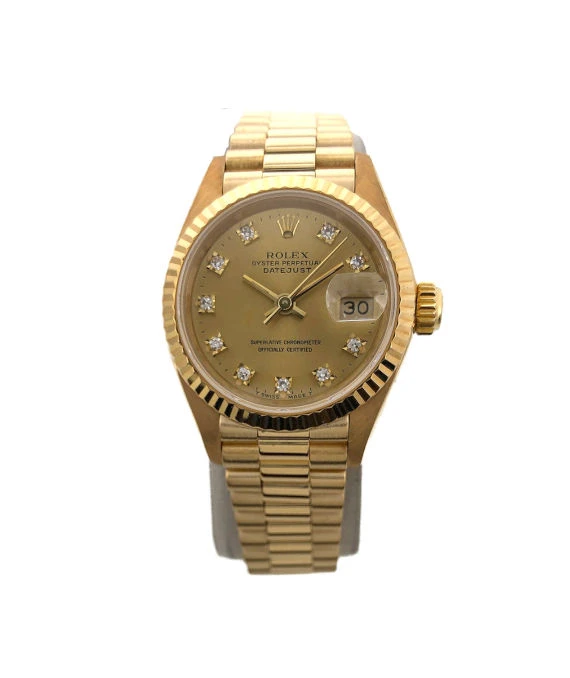 Rolex 69178G Datejust 26mm 18k Solid Yellow Gold and Diamond Womens Watch