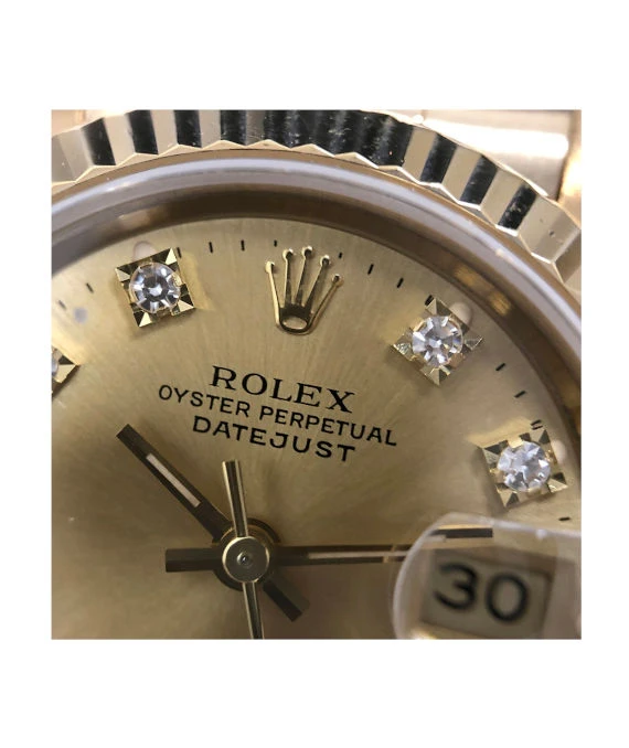 Rolex 69178G Datejust 26mm 18k Solid Yellow Gold and Diamond Womens Watch